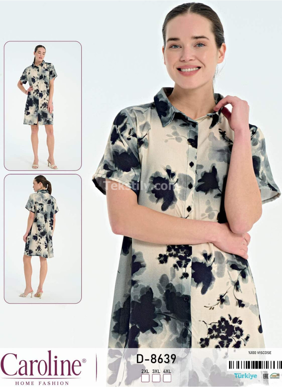 Женский домашний халат Caroline (2XL+3XL+4XL)
