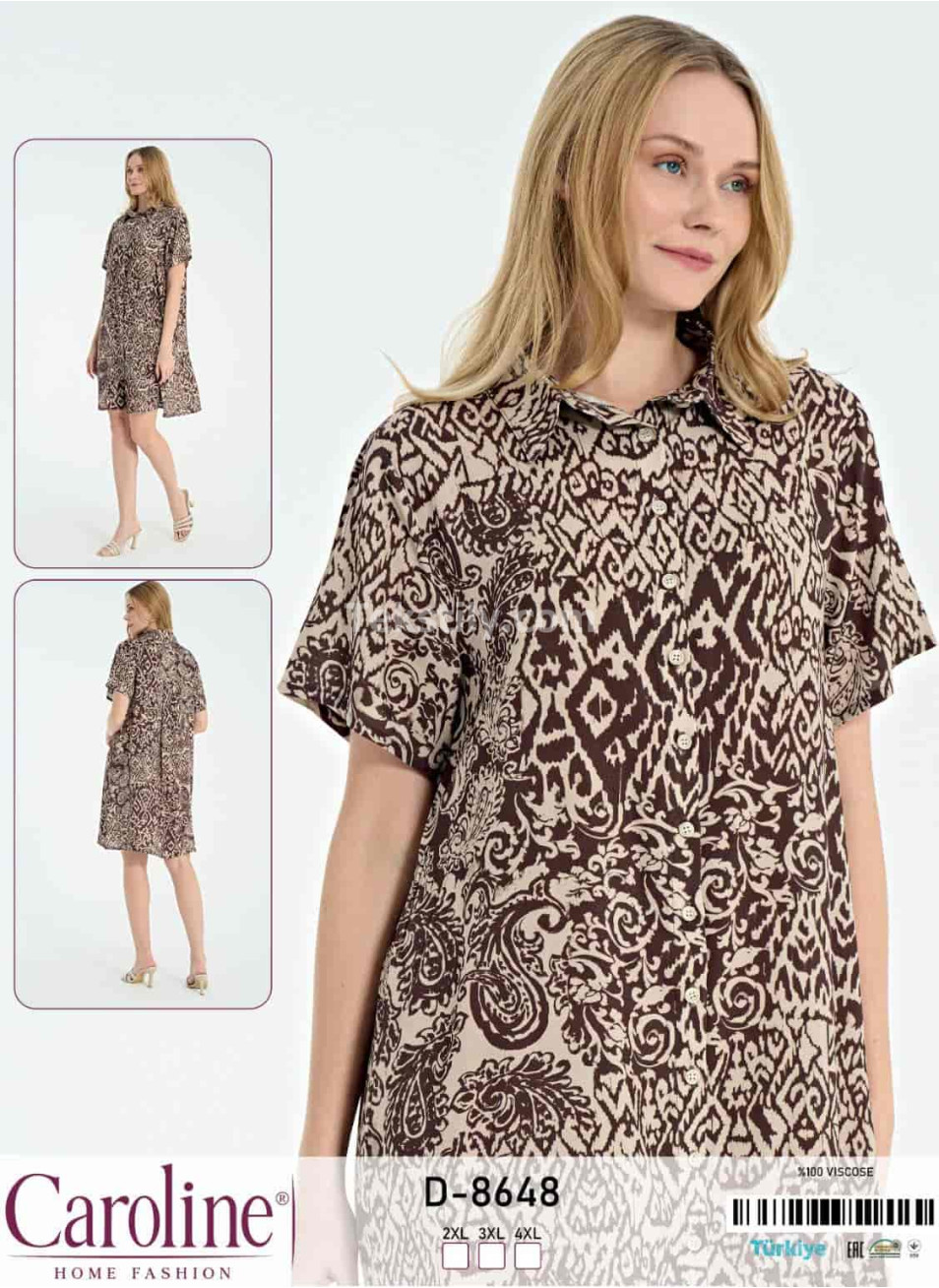 Женский домашний халат Caroline (2XL+3XL+4XL)