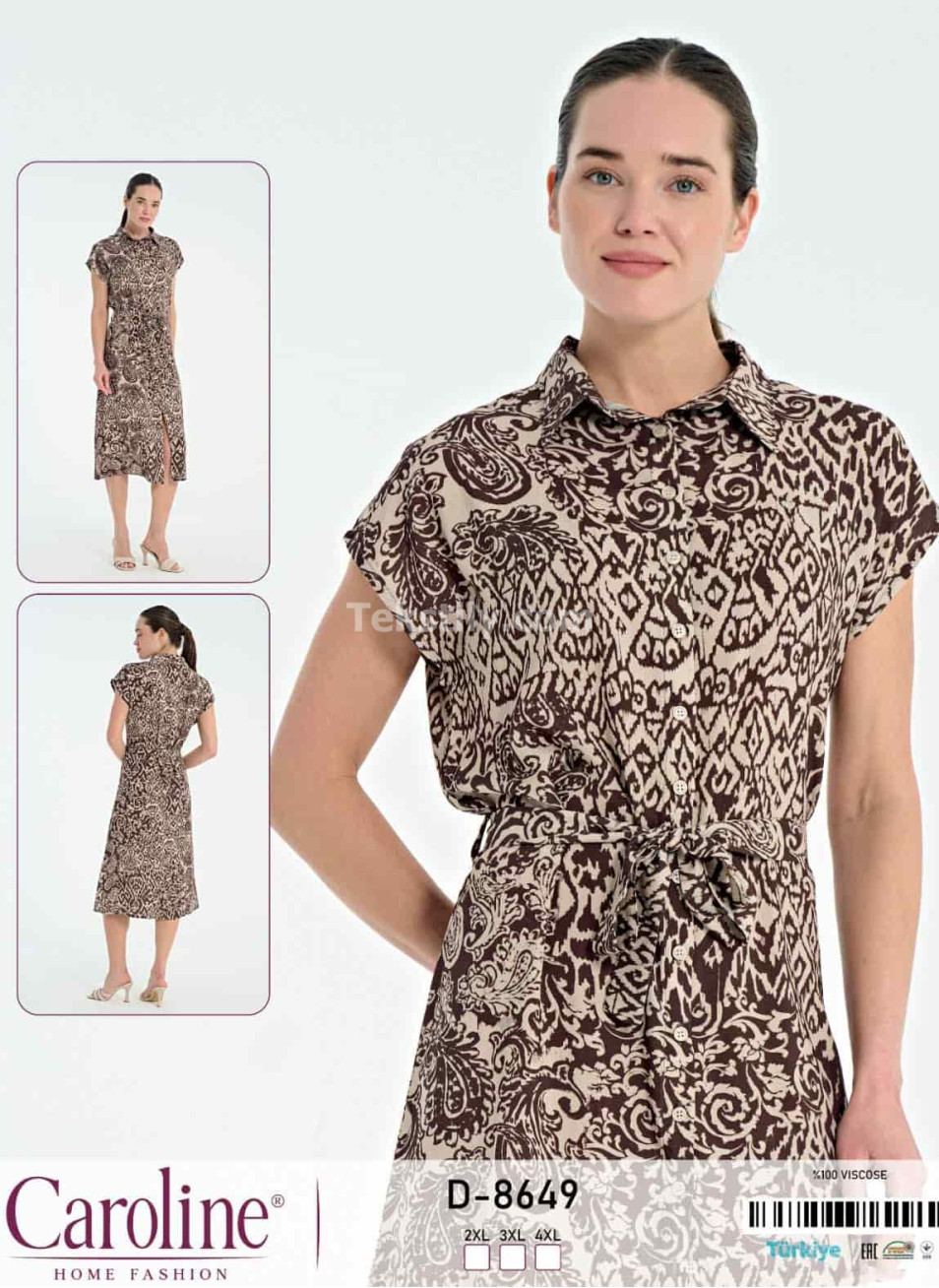 Женский домашний халат Caroline (2XL+3XL+4XL)