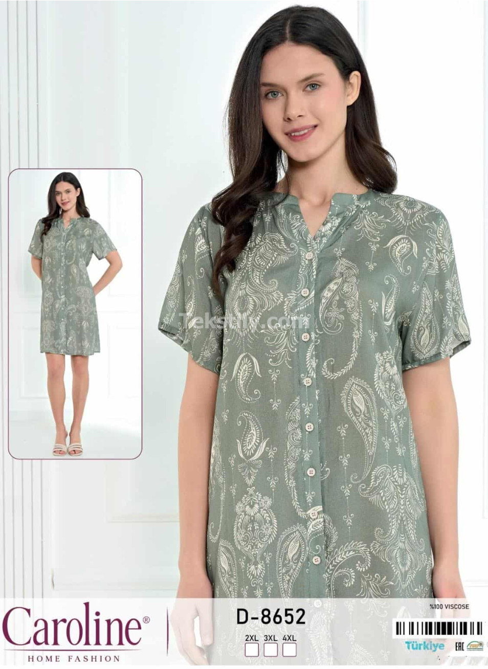 Ночная Женская Сорочка Caroline (2XL+3XL+4XL)