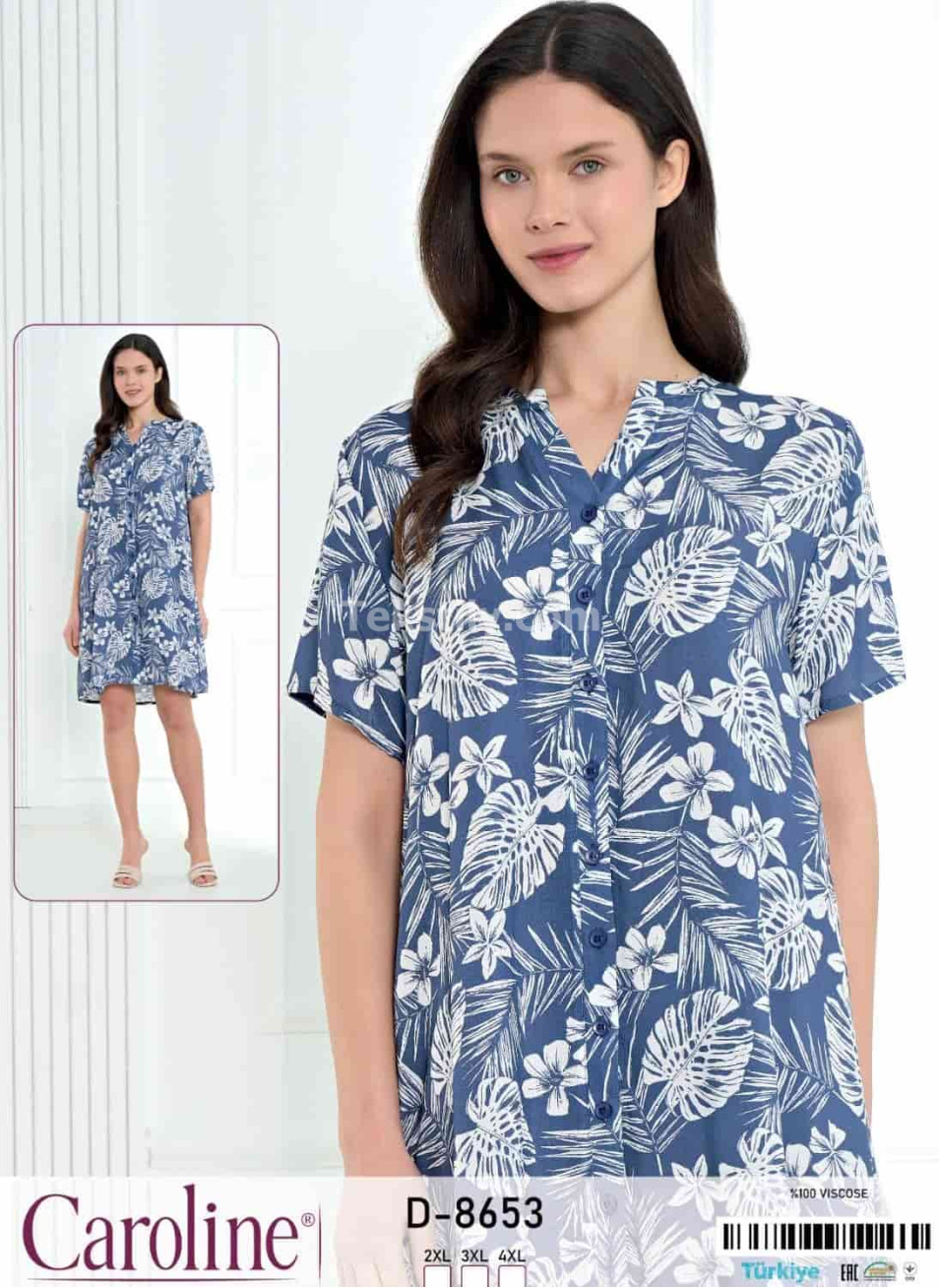 Ночная Женская Сорочка Caroline (2XL+3XL+4XL)