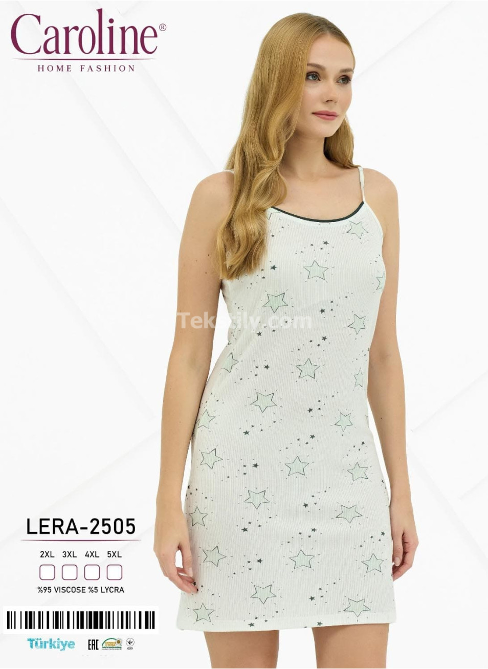 Ночная Женская Сорочка Caroline (2XL+3XL+4XL+5XL)
