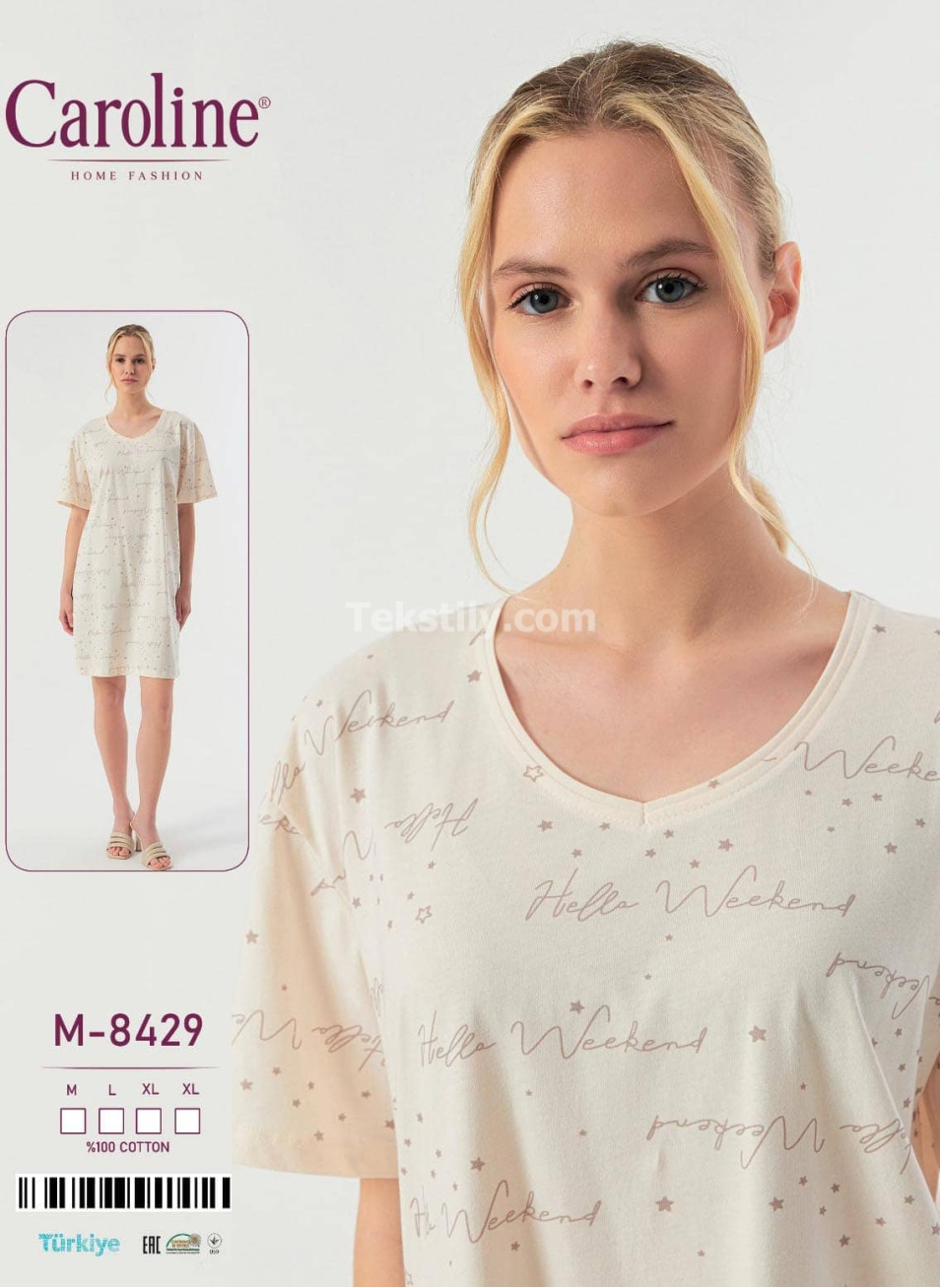 Женская Ночная Сорочка Caroline (M+L+XL+XL)