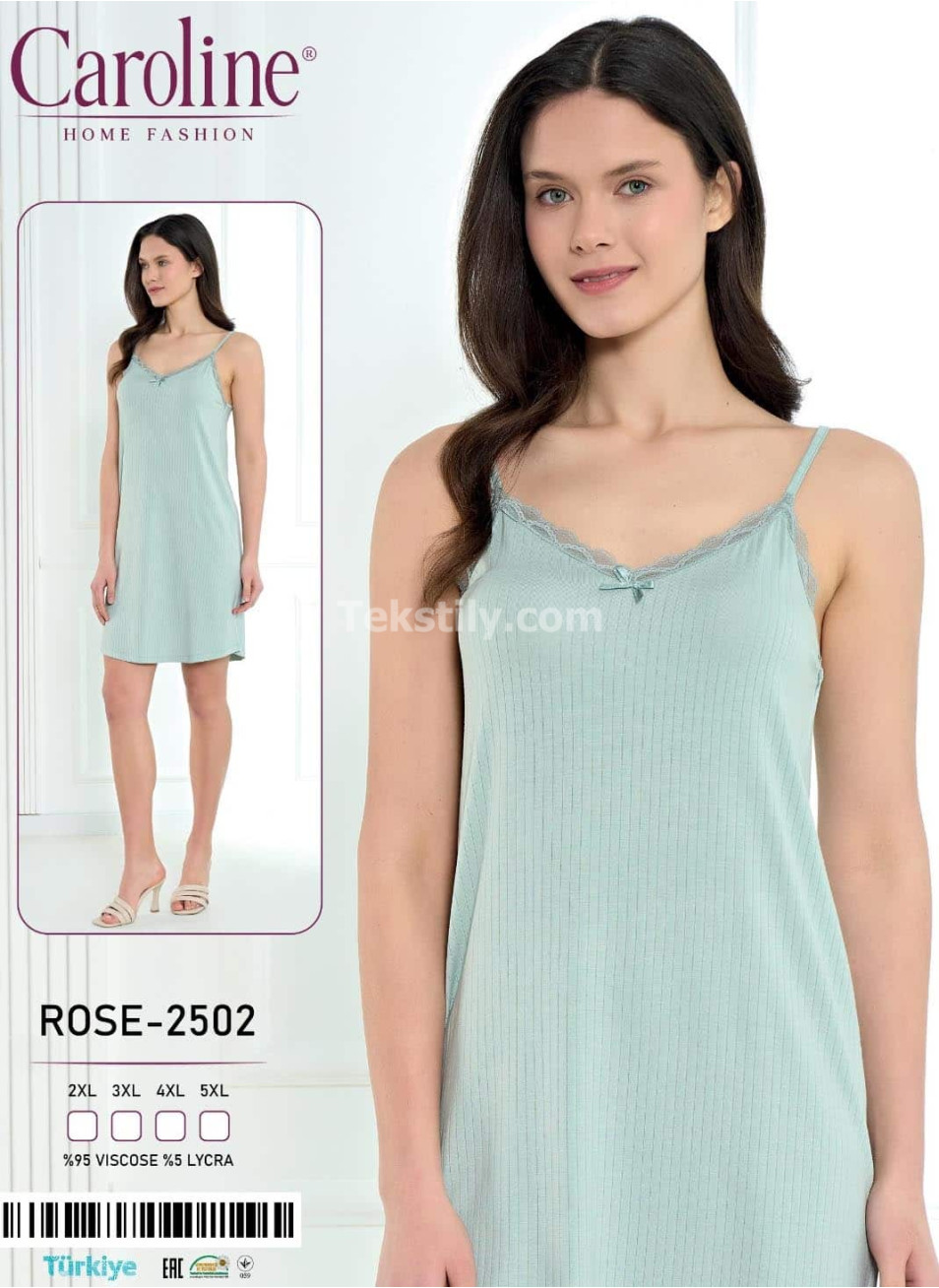 Ночная Женская Сорочка Caroline (2XL+3XL+4XL+5XL)