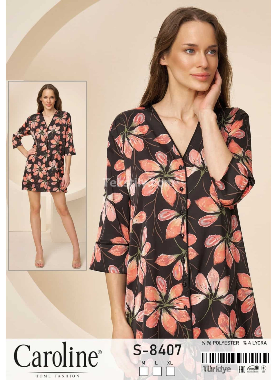 Женский домашний халат Caroline (M+L+XL)