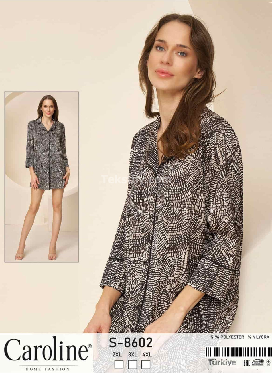 Женский домашний халат Caroline (2XL+3XL+4XL)