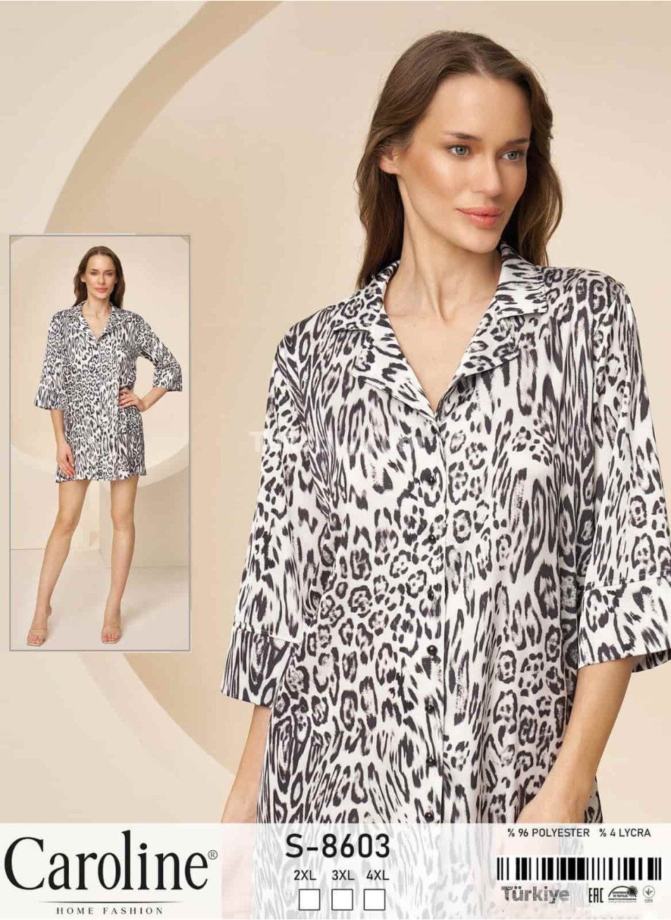 Женский домашний халат Caroline (2XL+3XL+4XL)