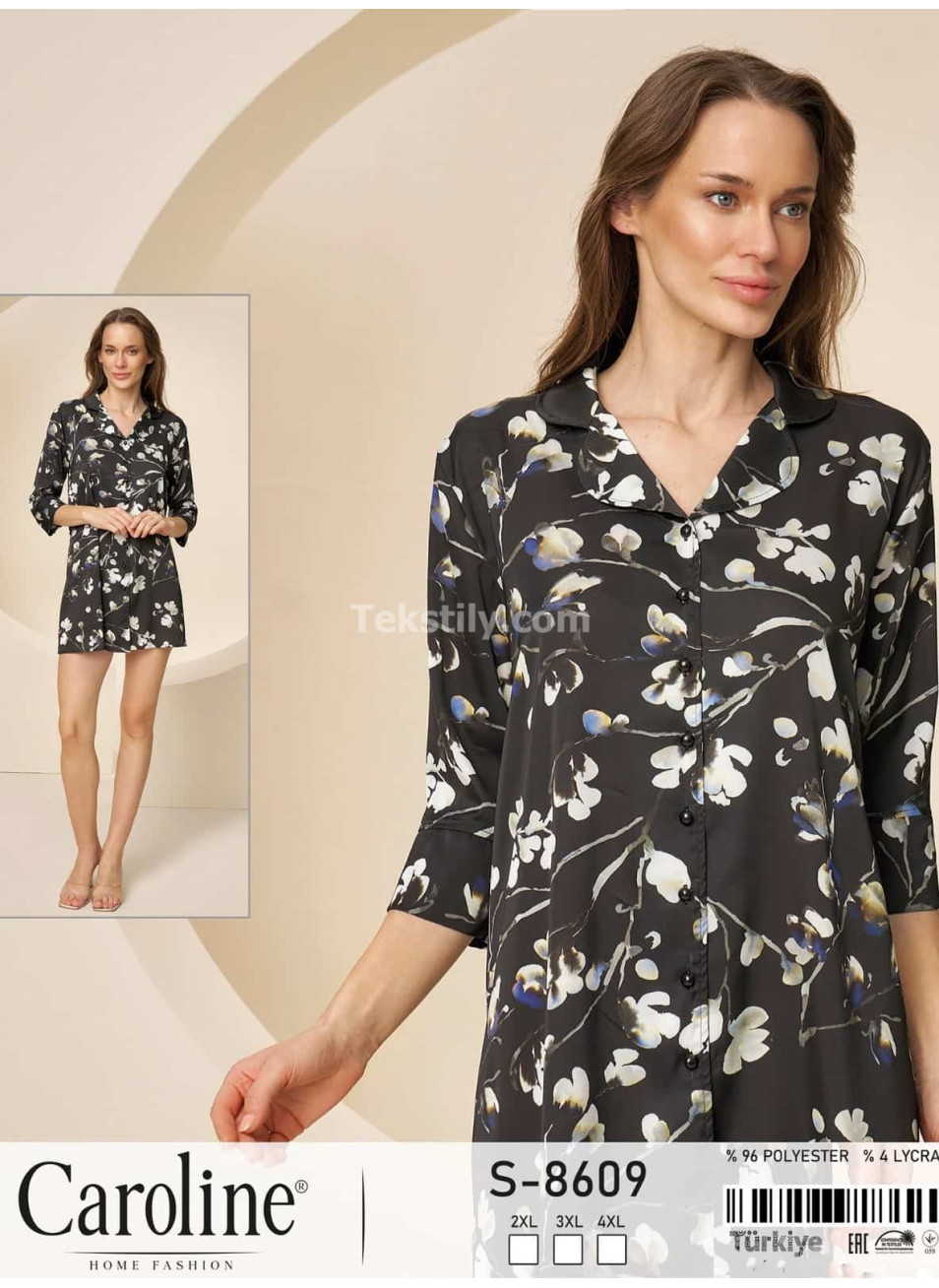 Женский домашний халат Caroline (2XL+3XL+4XL)