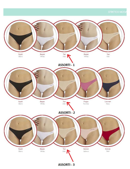 Женские Трусы THONG PATH MODAL 5 шт. / Уп. Assorti (36-38-40) U.S.POLO ASSN.