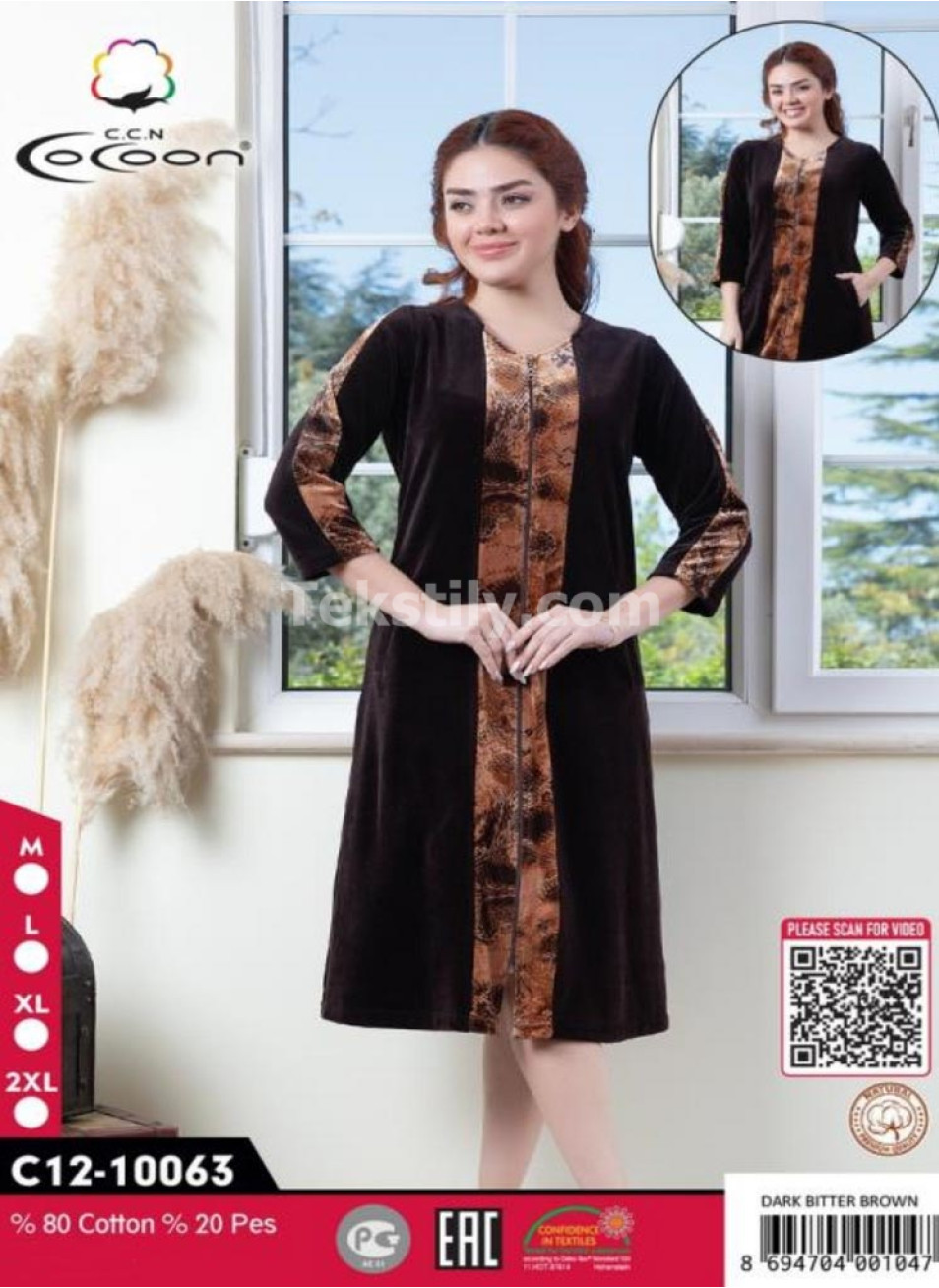 Женский велюровый халат Cocoon (M+L+XL+2XL)