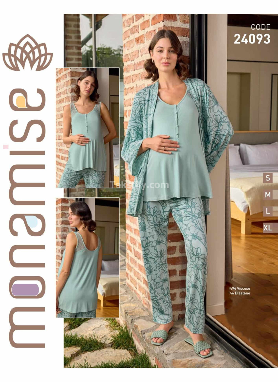 Пижама с Халатом Для Беременных 3-КА Monamise 2024 (S+M+L+XL)