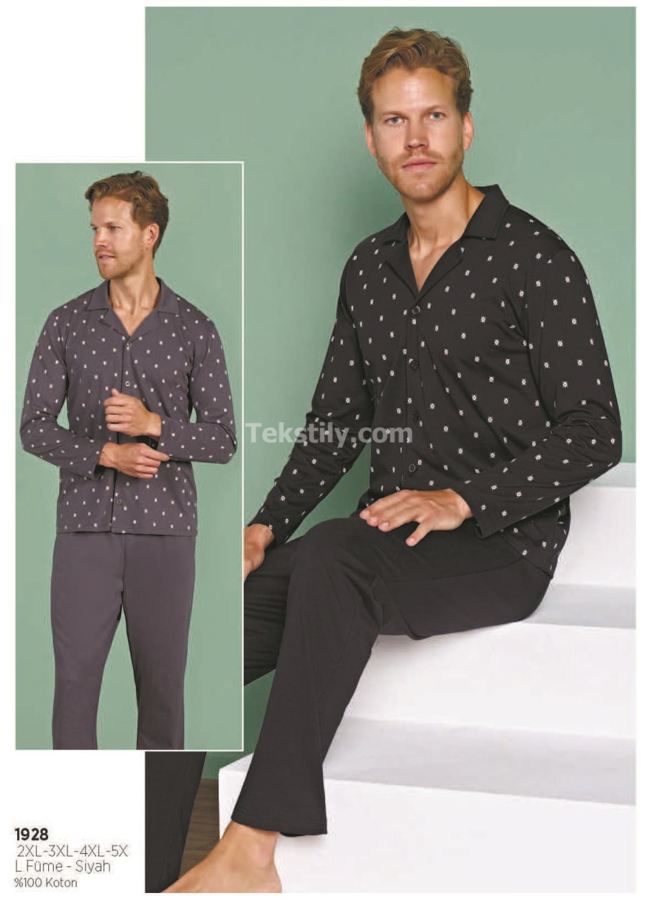Мужская пижама PİJADORE 2025/26 (2XL+3XL+4XL+5XL)