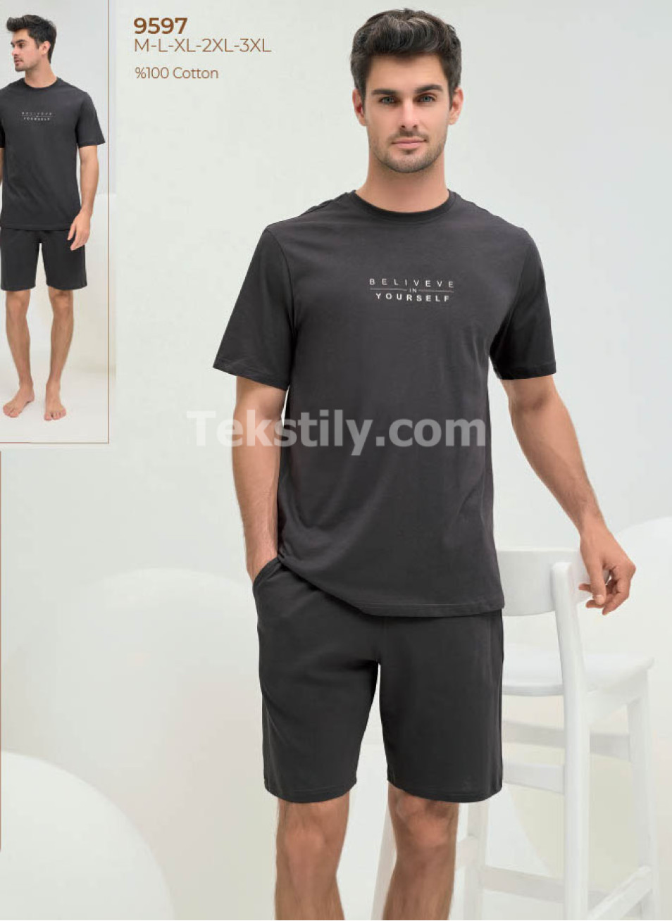 Мужской Комплект с Шортами Sevim 2025 (M+L+XL+2XL+3XL)