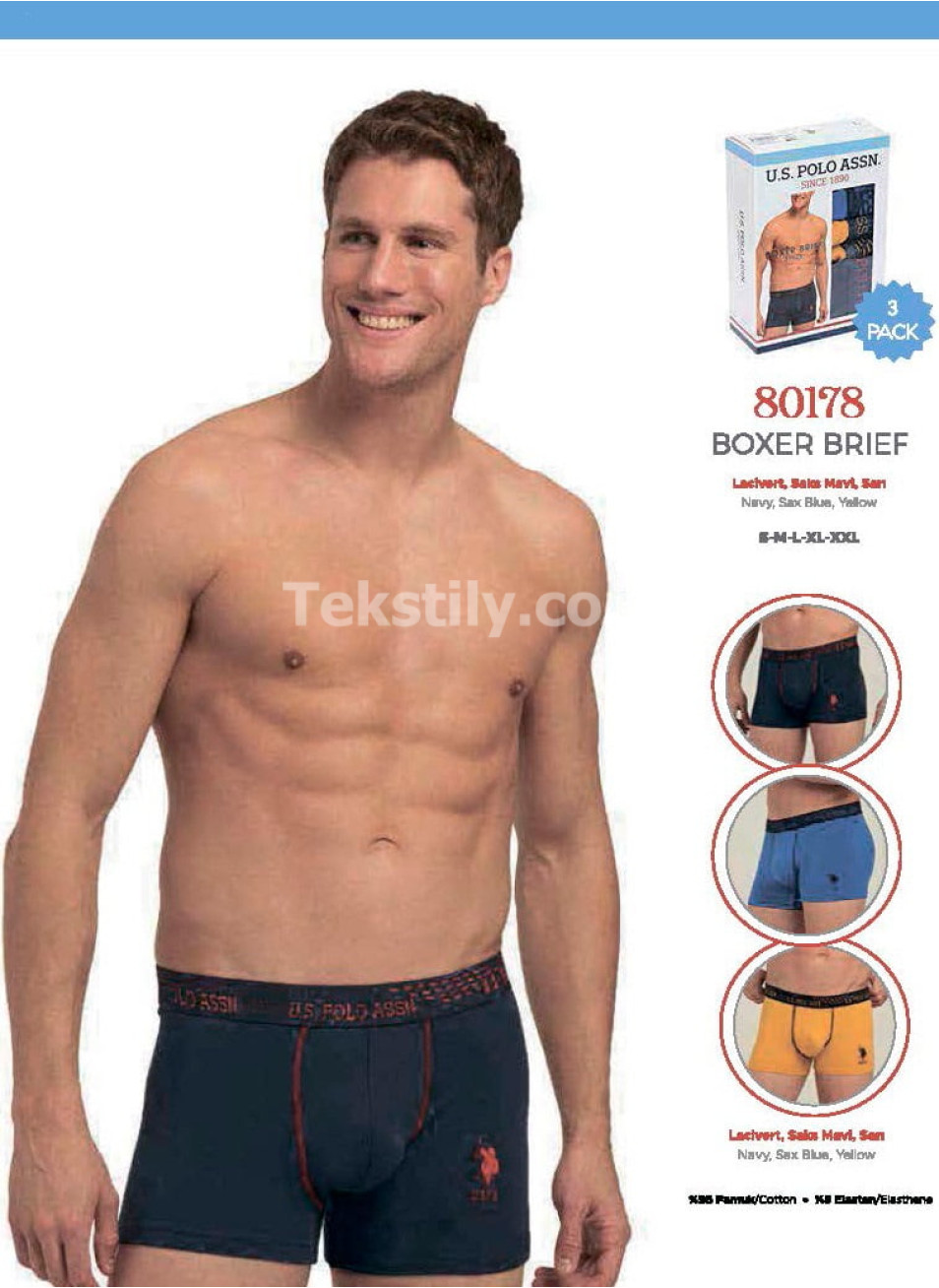 Мужские Трусы Boxer 3 шт./ уп. (S,M,L,XL,2XL) U.S.POLO ASSN.
