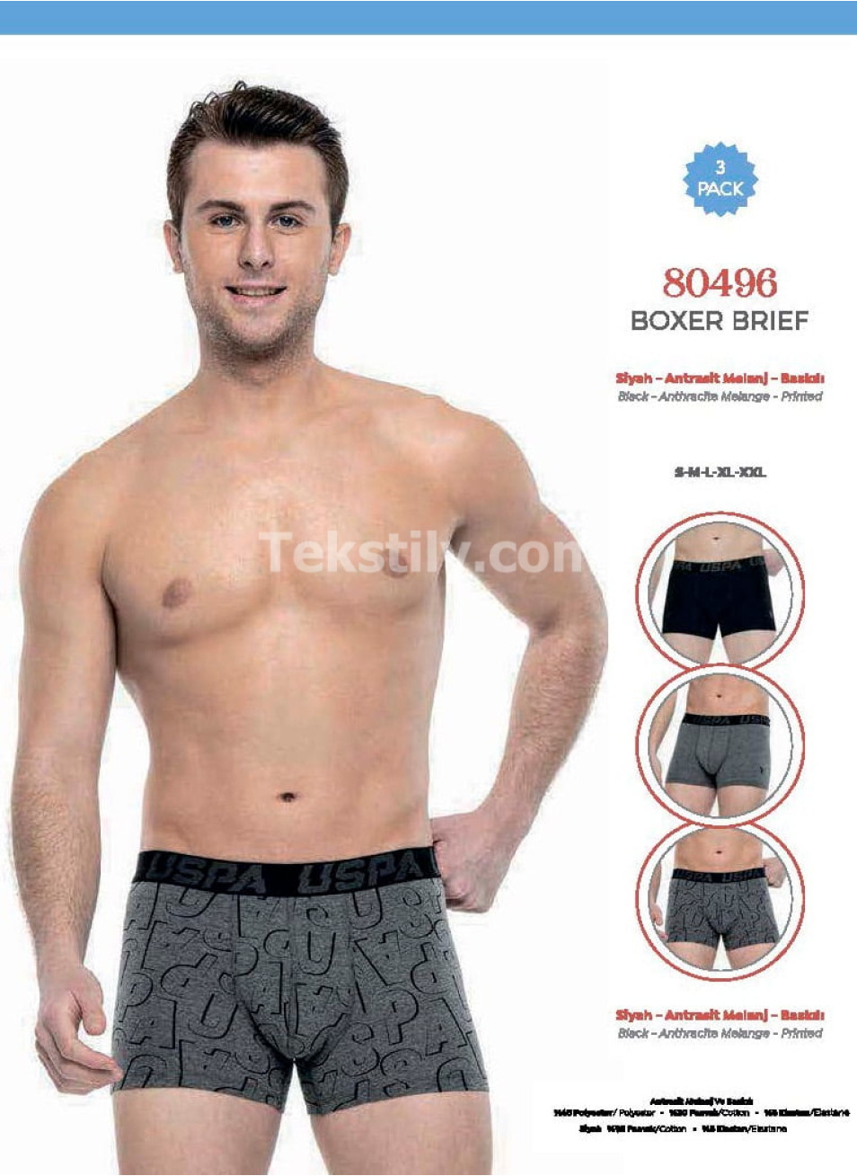 Мужские Трусы Boxer 3 шт./ уп. (S,M,L,XL,2XL) U.S.POLO ASSN.