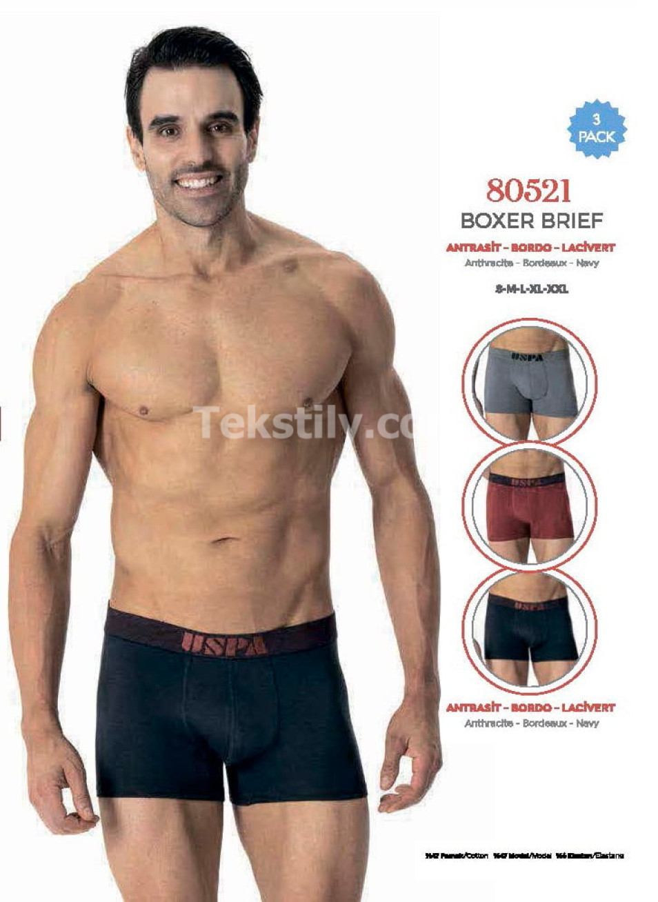 Мужские Трусы Boxer 3 шт./ уп. (S,M,L,XL,2XL) U.S.POLO ASSN.