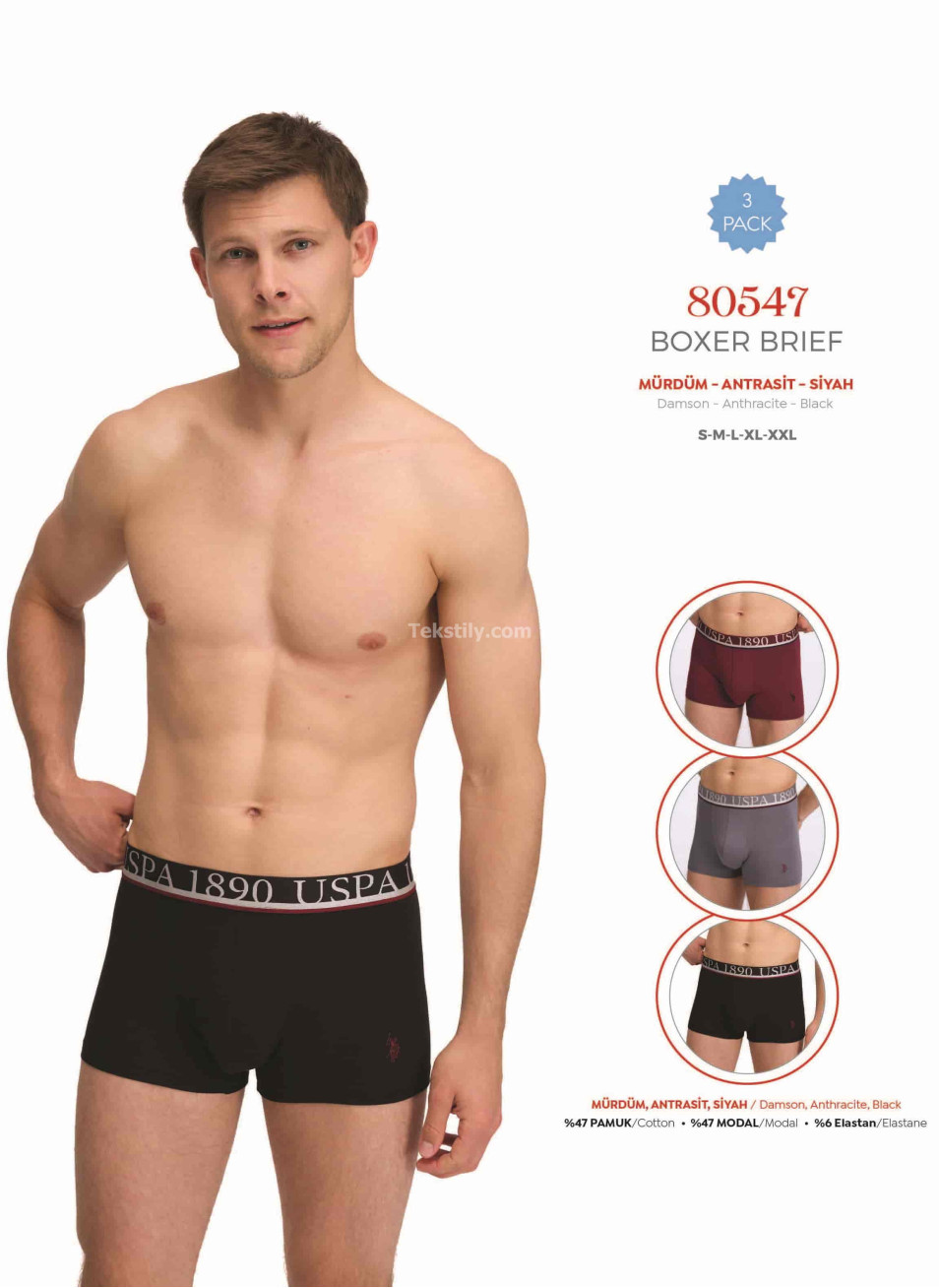 Мужские Трусы Boxer 3 шт./ уп. (S,M,L,XL,2XL) U.S.POLO ASSN.