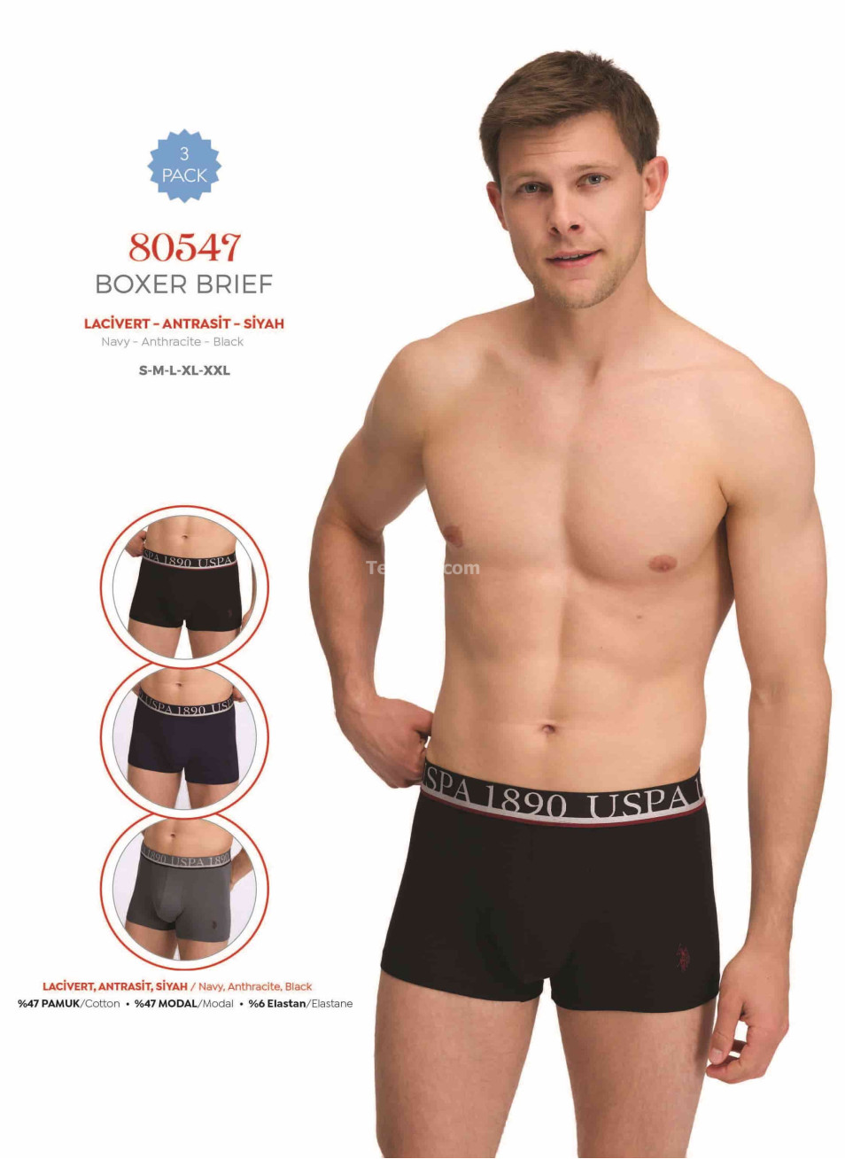 Мужские Трусы Boxer 3 шт./ уп. (S,M,L,XL,2XL) U.S.POLO ASSN.