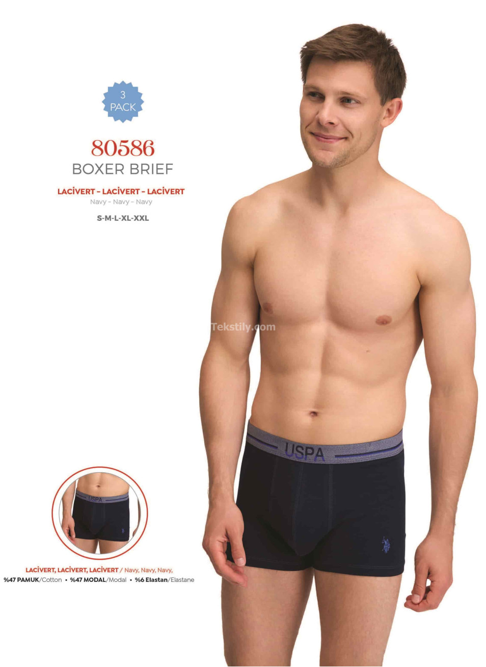 Мужские Трусы Boxer 3 шт./ уп. (S,M,L,XL,2XL) U.S.POLO ASSN.