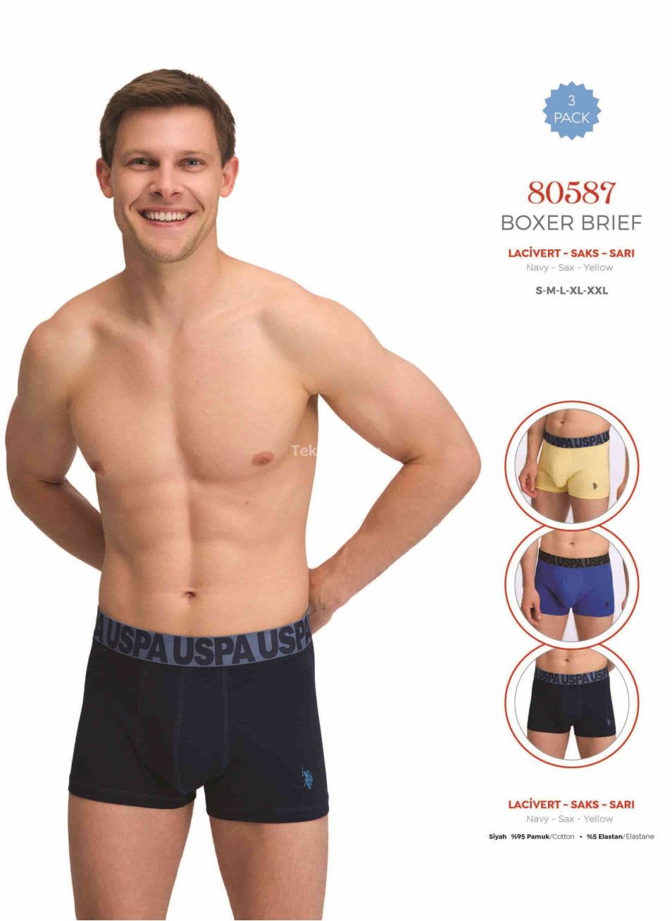 Мужские Трусы Boxer 3 шт./ уп. (S,M,L,XL,2XL) U.S.POLO ASSN.