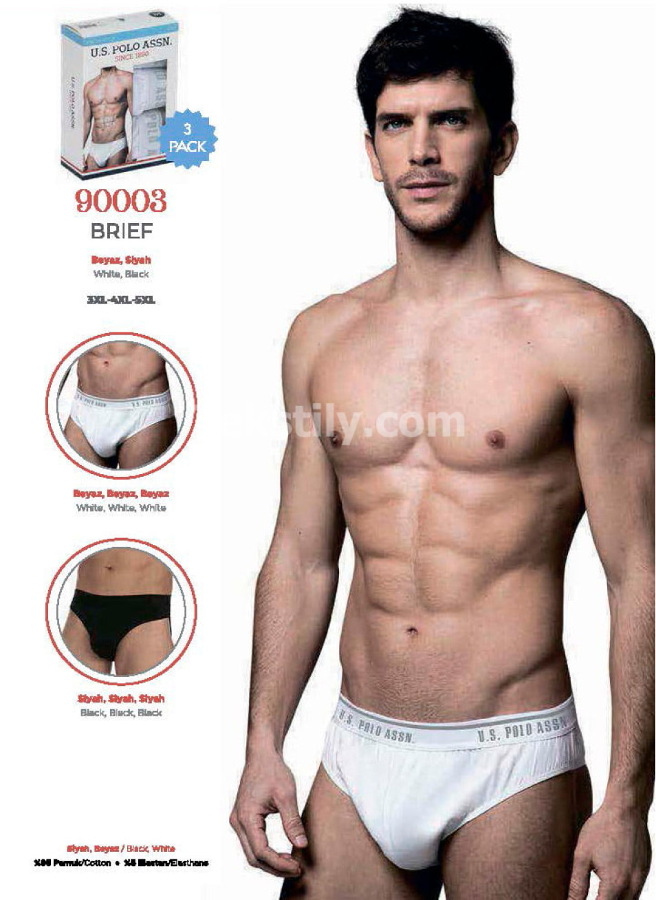 Мужские Трусы Slip 3 шт./ уп. (3XL-4XL-5XL) U.S.POLO ASSN.