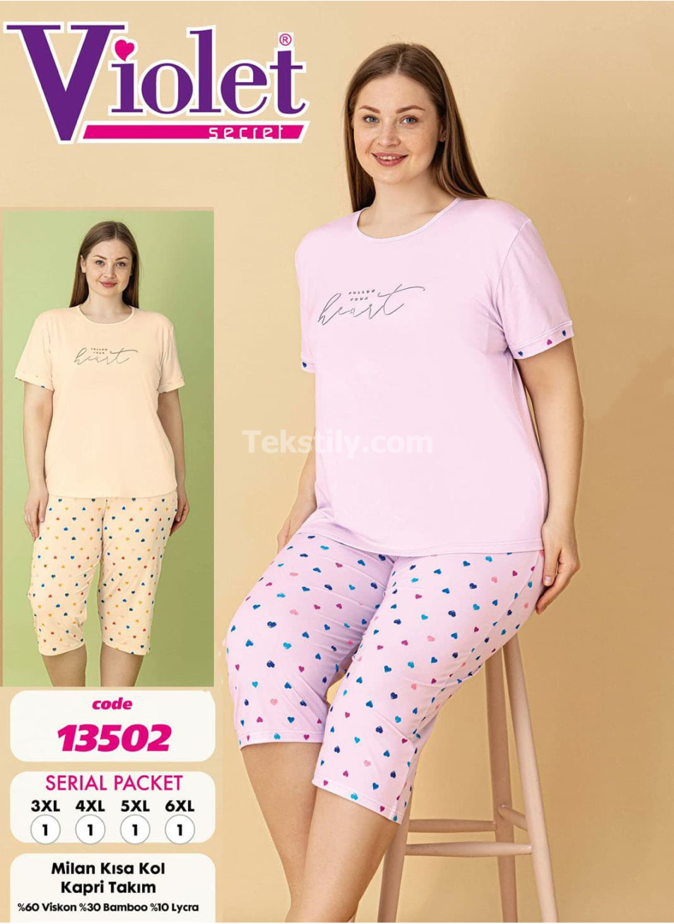 Женский комплект с капри VIOLET (3XL+4XL+5XL+6XL)