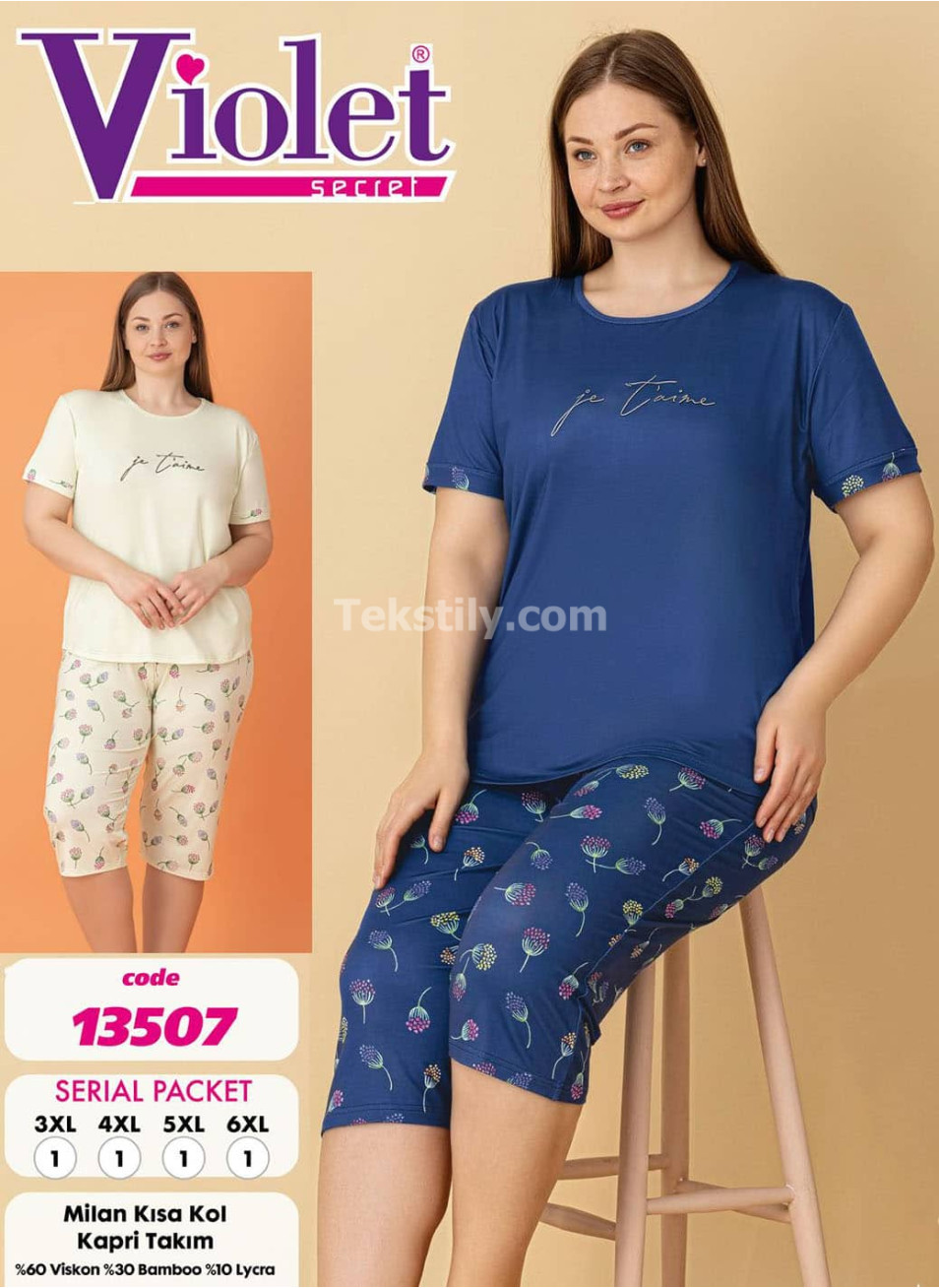 Женский комплект с капри VIOLET (3XL+4XL+5XL+6XL)