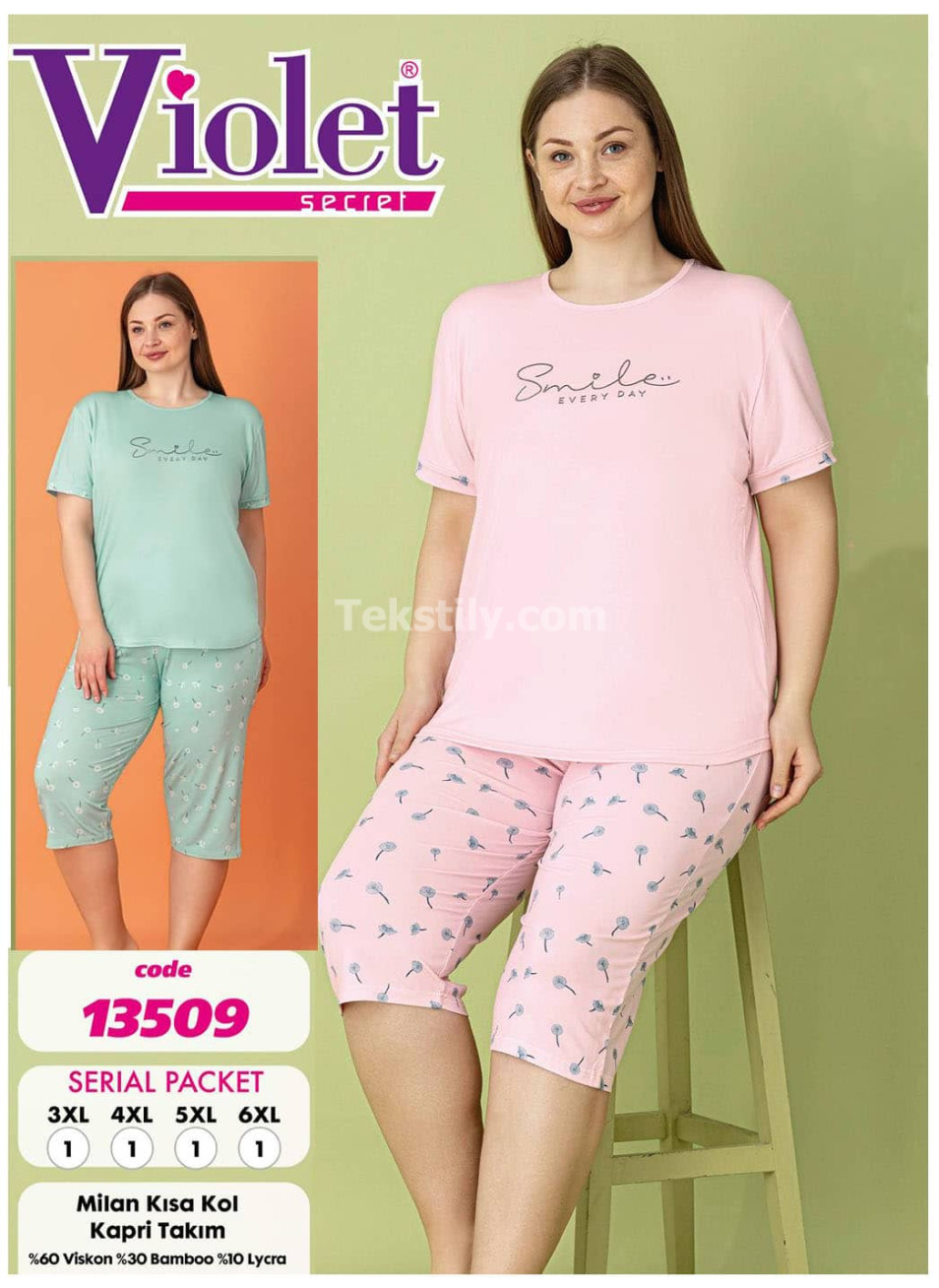 Женский комплект с капри VIOLET (3XL+4XL+5XL+6XL)