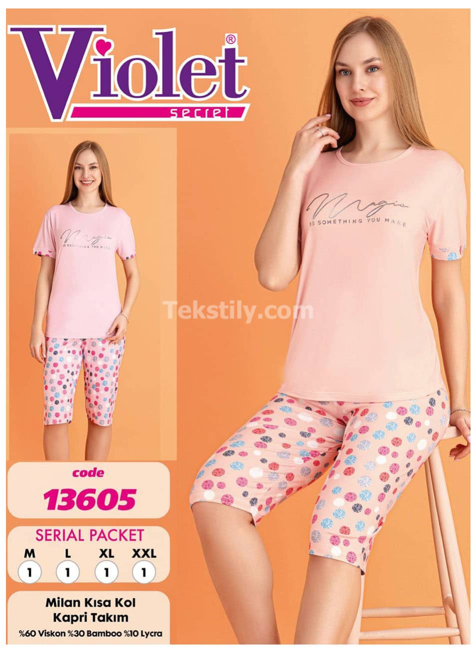 Женский комплект с капри VIOLET (M+L+XL+2XL) VIOLET