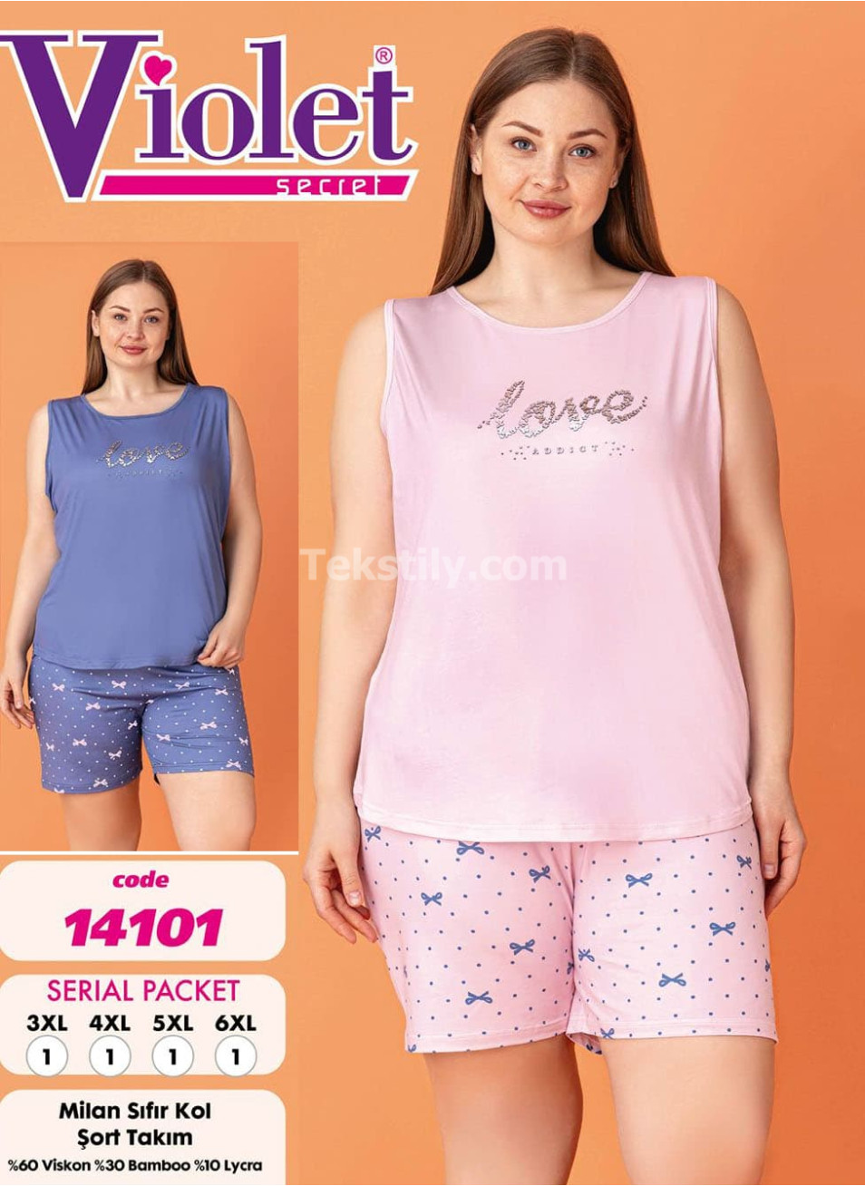 Женский комплект с шортами VIOLET (3XL+4XL+5XL+6XL)