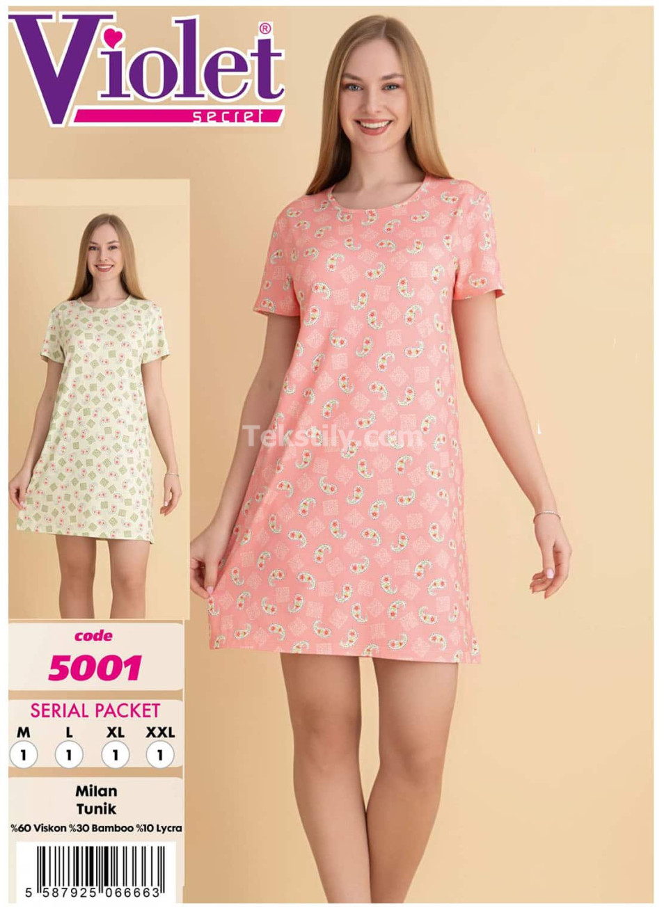 Женская Ночная Сорочка Violet (M+L+XL+2XL)