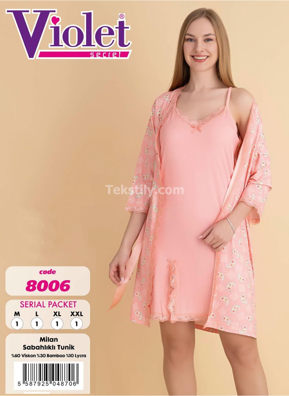 Сорочка с халатом VIOLET (M+L+XL+2XL)
